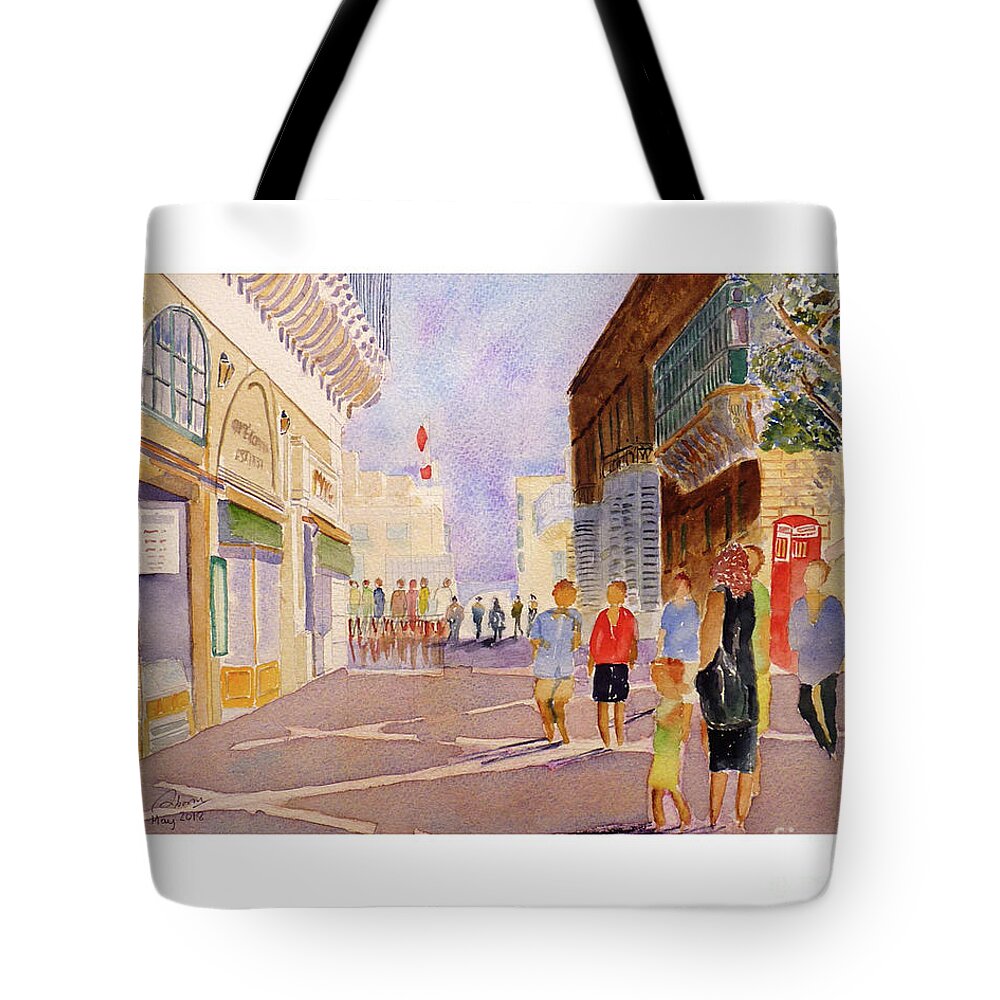 Valletta Tote Bag featuring the painting Republic Street Valletta by Godwin Cassar