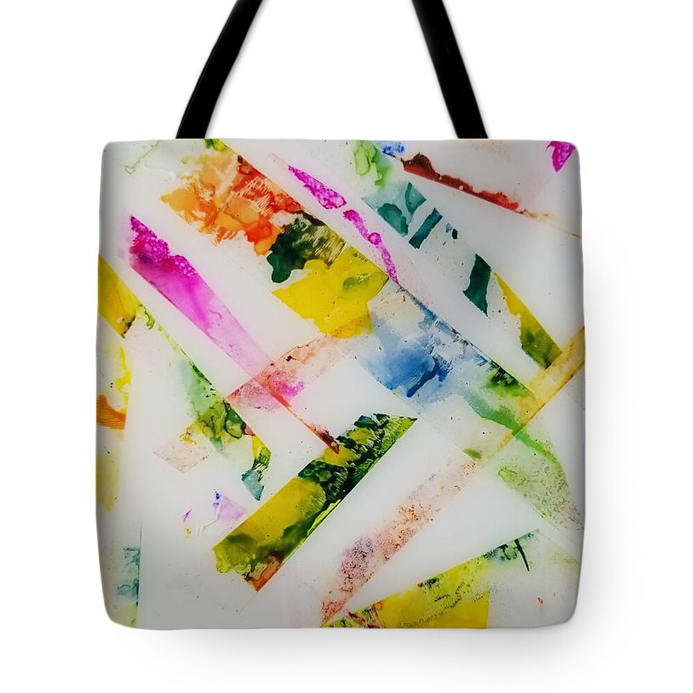Alcohol Ink Tote Bag featuring the painting Repurposed Tape by Donna Perry