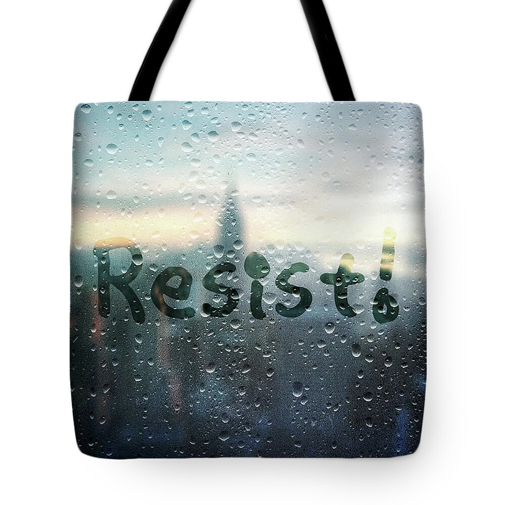 Resist Tote Bag featuring the photograph Resistance Foggy Window by Susan Maxwell Schmidt