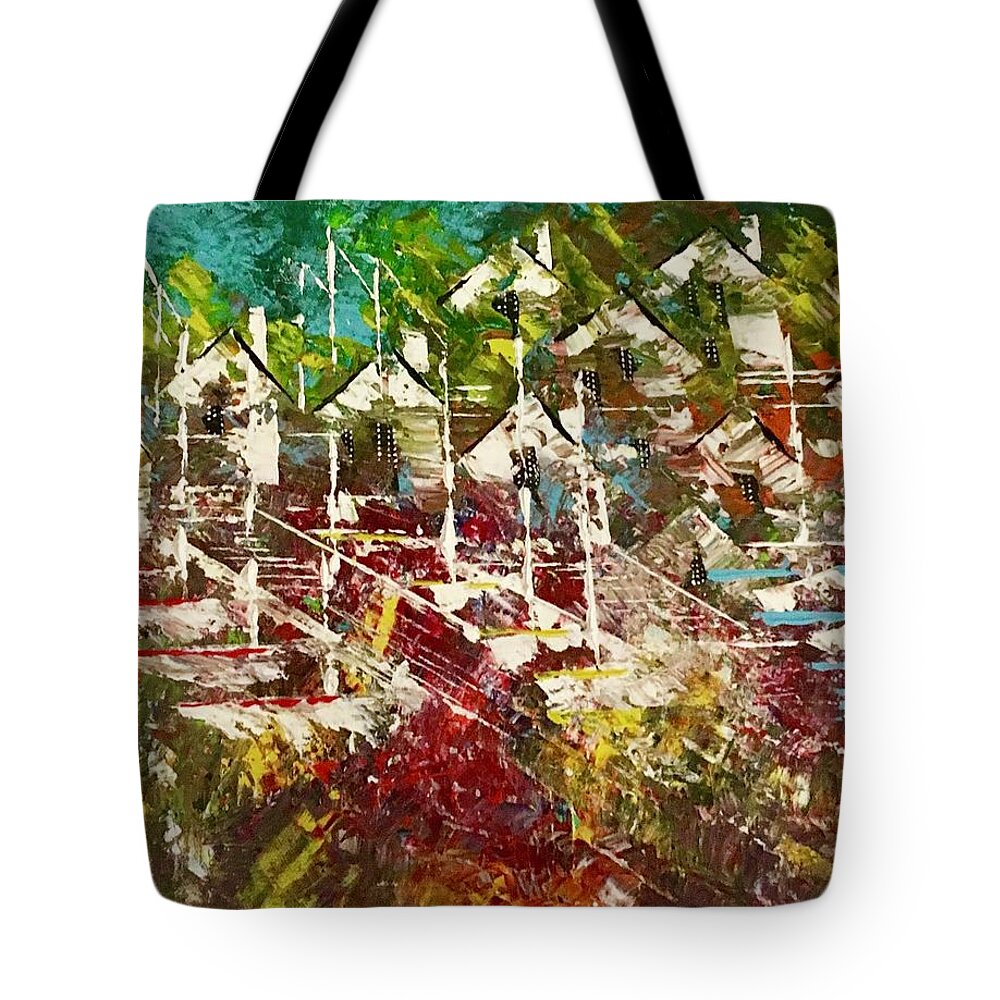 Abstract Tote Bag featuring the painting Resort Living by George Riney