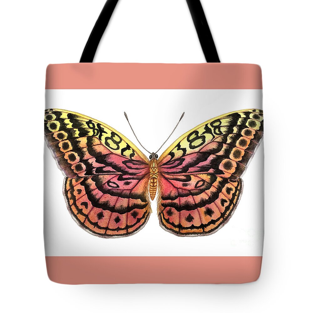 Butterfly Tote Bag featuring the painting Resplendent Forester Butterfly by Lucy Arnold