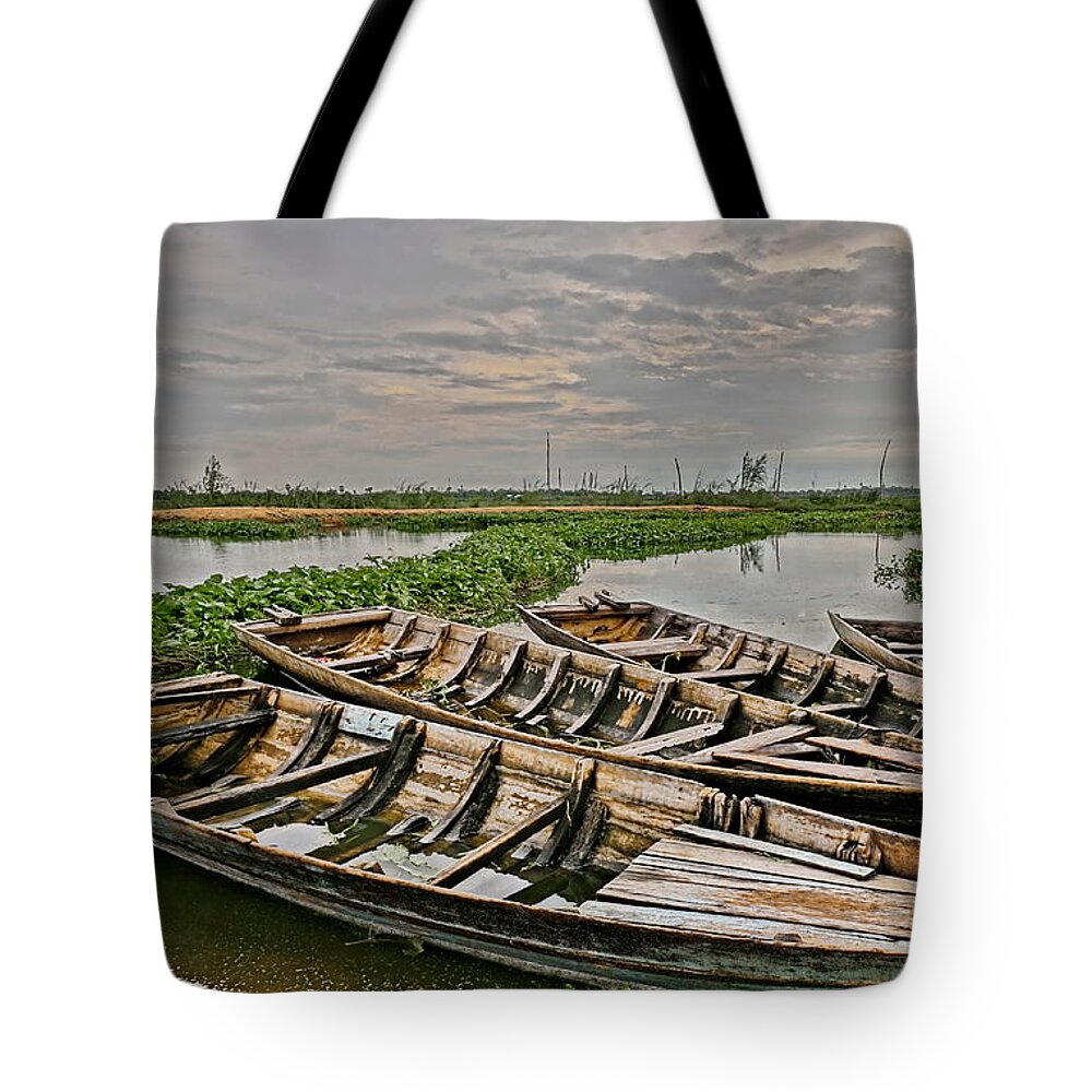 Boat Tote Bag featuring the photograph Rest Of Boat by Arik S Mintorogo