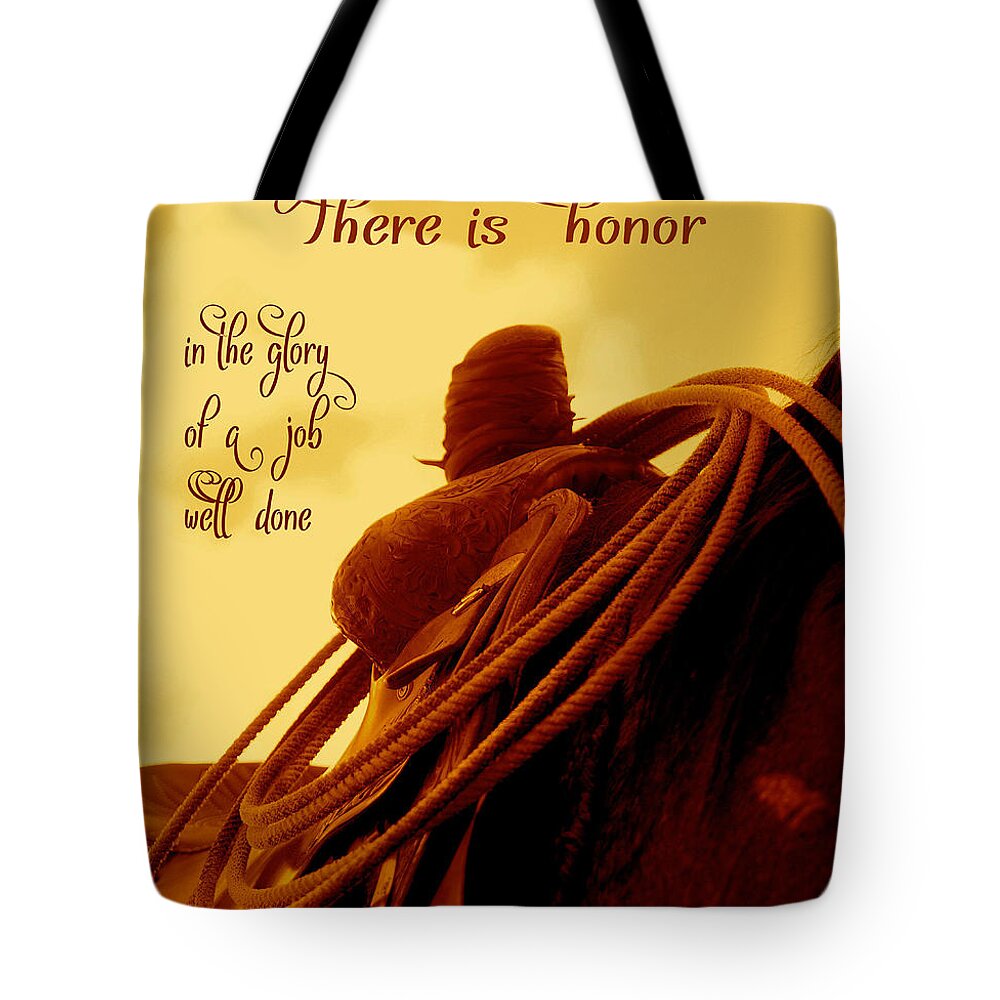 Saddle Tote Bag featuring the photograph Rested Western Saddle by Amanda Smith