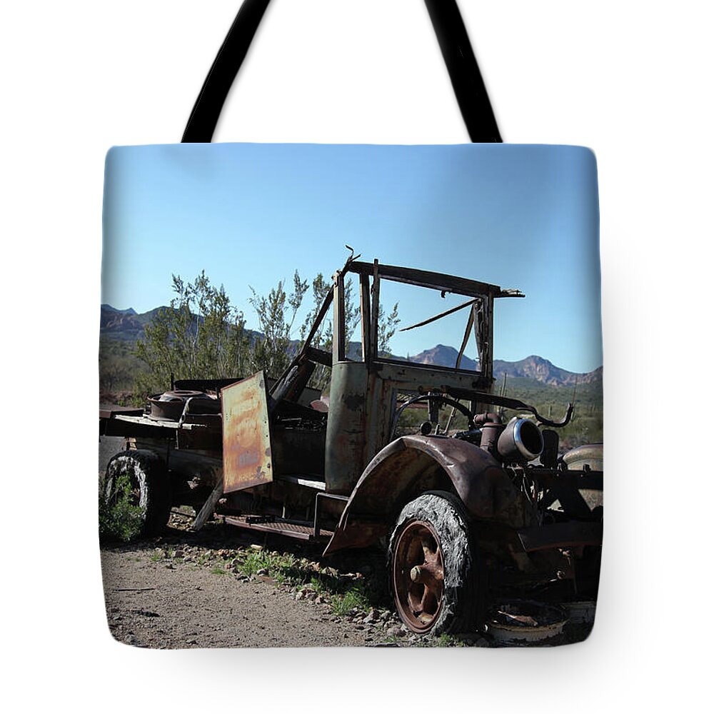 Arizona Tote Bag featuring the photograph Resting and Rusting by Gary Gunderson