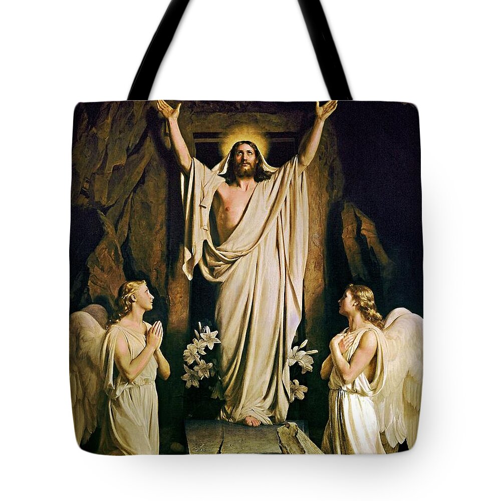 Resurrection Tote Bag featuring the painting Resurrection by Carl Heinrich Bloch
