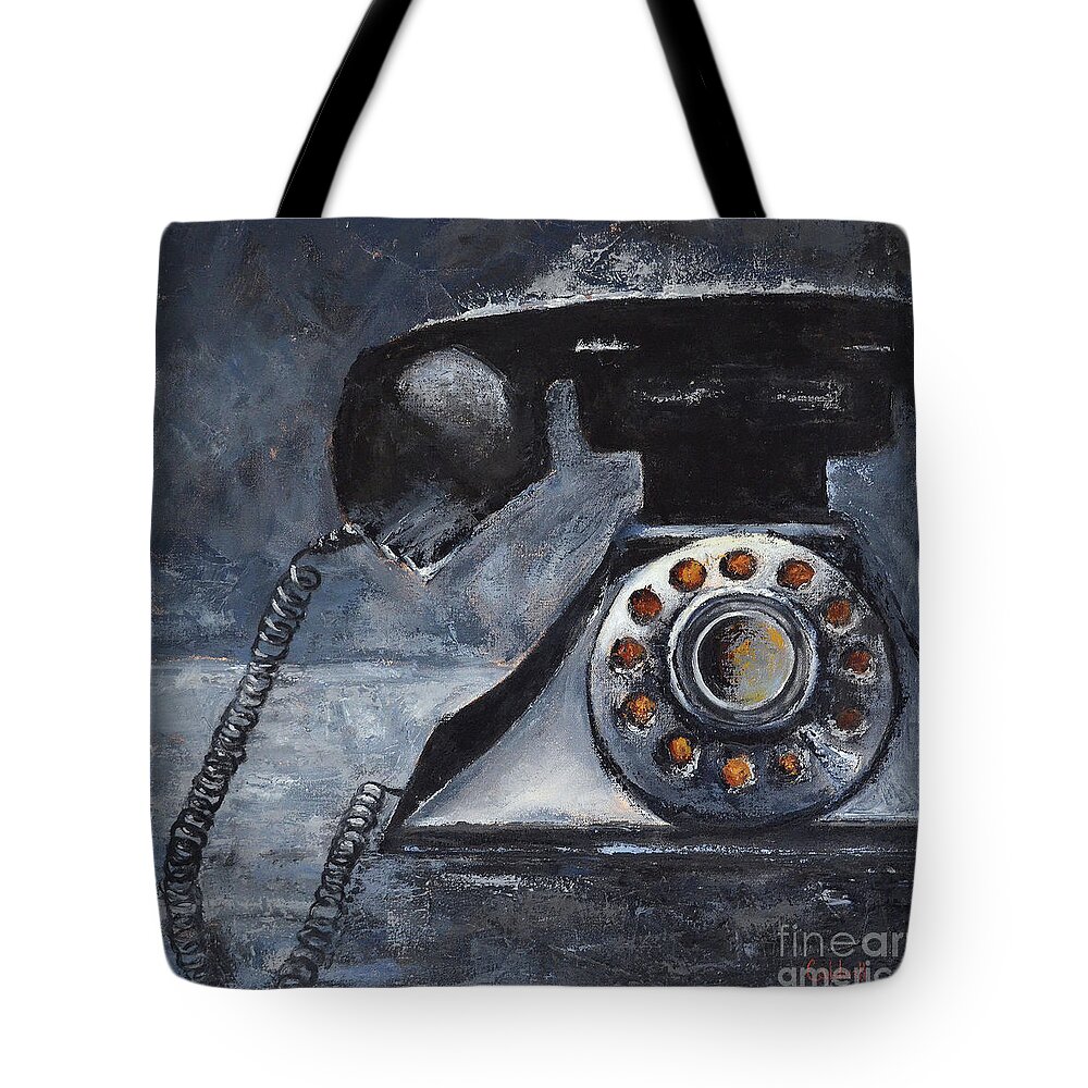 Telephone Tote Bag featuring the painting Retro Black by Patricia Caldwell