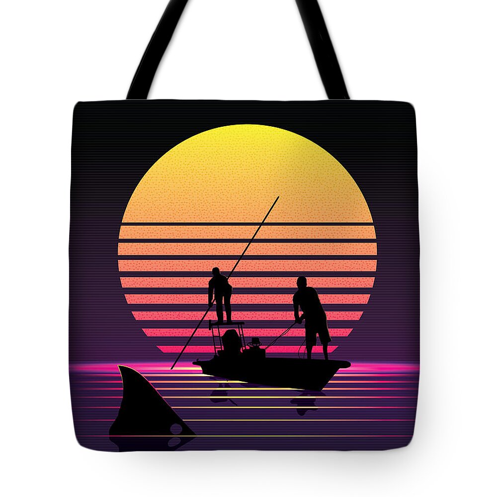 80's Tote Bag featuring the digital art Retro Redfish by Kevin Putman