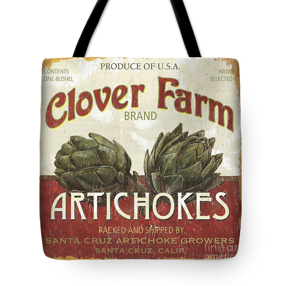 Food Tote Bag featuring the painting Retro Veggie Labels 1 by Debbie DeWitt