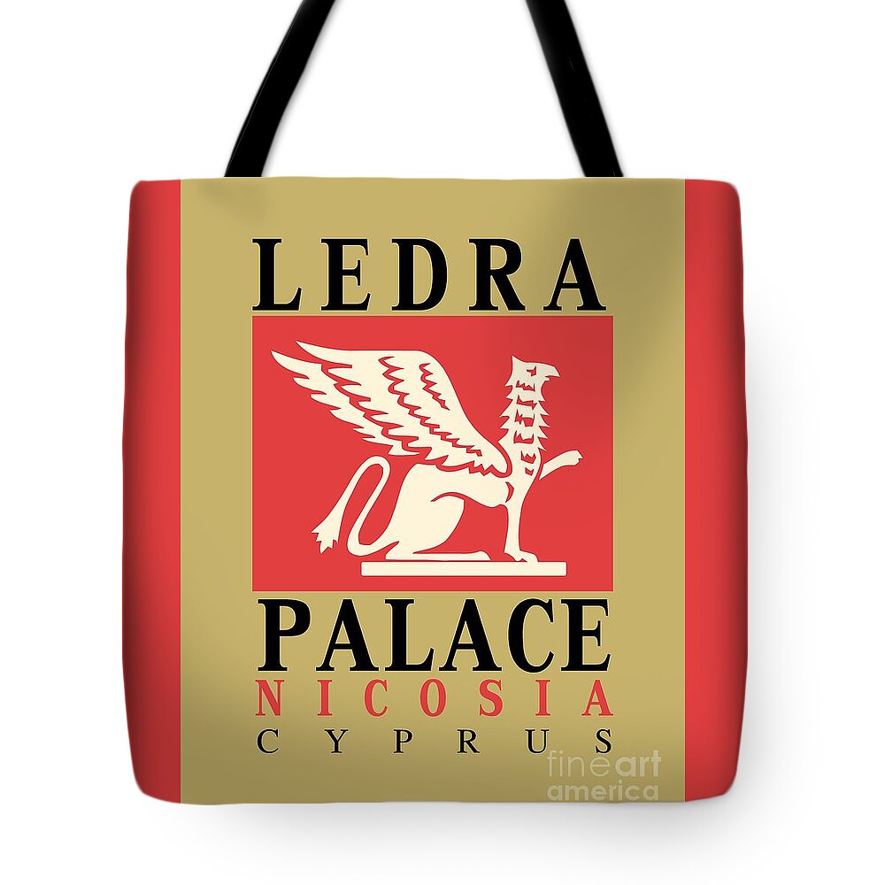  Tote Bag featuring the digital art Retro vintage Ledra Palace Hotel Nicosia Cyprus by Heidi De Leeuw