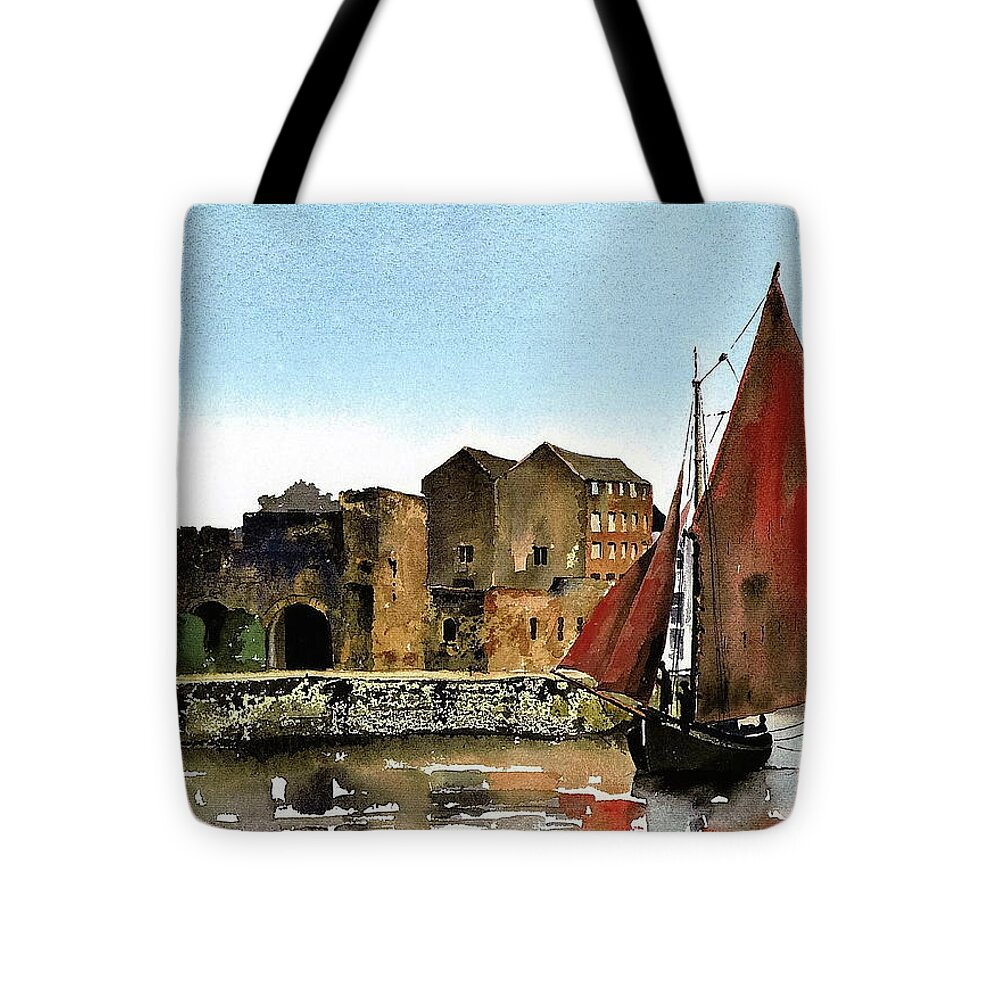 Ireland Tote Bag featuring the painting Returning Home to The Cladagh by Val Byrne