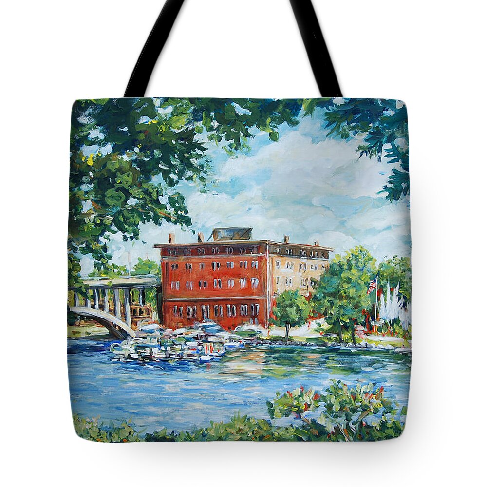 Ingrid Dohm Tote Bag featuring the painting Rever's Marina by Ingrid Dohm