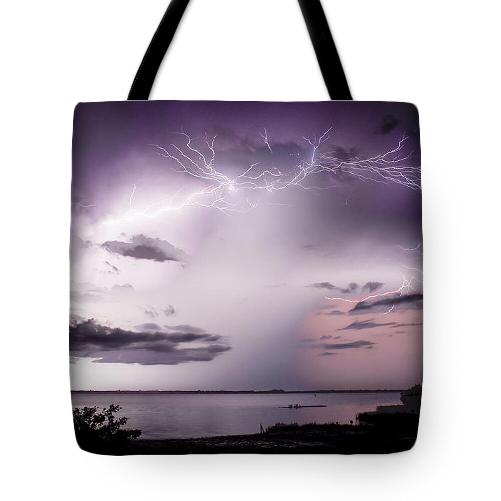 Pine Island Tote Bag featuring the photograph White Lightning by Quinn Sedam