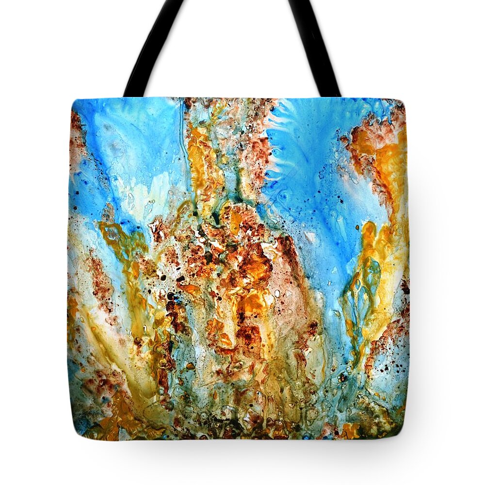 Rhaposdy Tote Bag featuring the painting Rhapsody abstract painting by Manjiri Kanvinde
