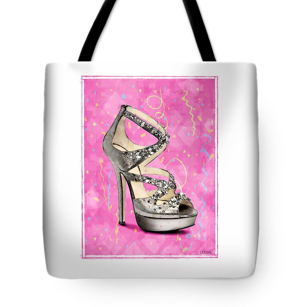 Footwear Tote Bag featuring the painting Rhinestone Party Shoe by Jann Paxton