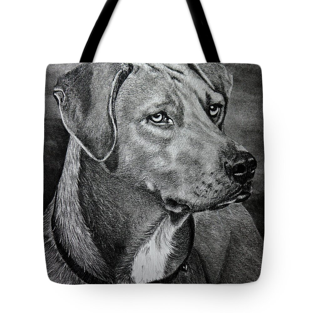 Dog Tote Bag featuring the drawing Rhodesian Ridgeback by Terri Mills