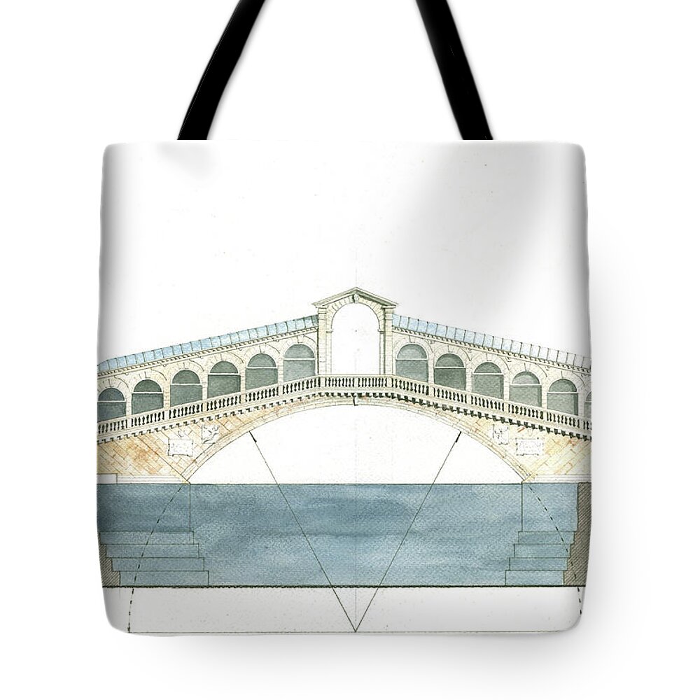  Architecture Artwork Tote Bag featuring the painting Rialto bridge venice by Juan Bosco
