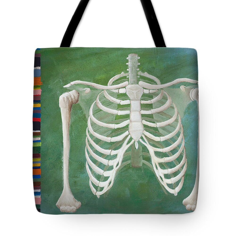 Bones Tote Bag featuring the painting Ribbing by Sara Young