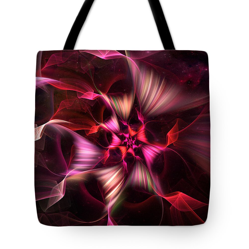 Abstract Tote Bag featuring the digital art Ribbon Candy Rose by Michele A Loftus