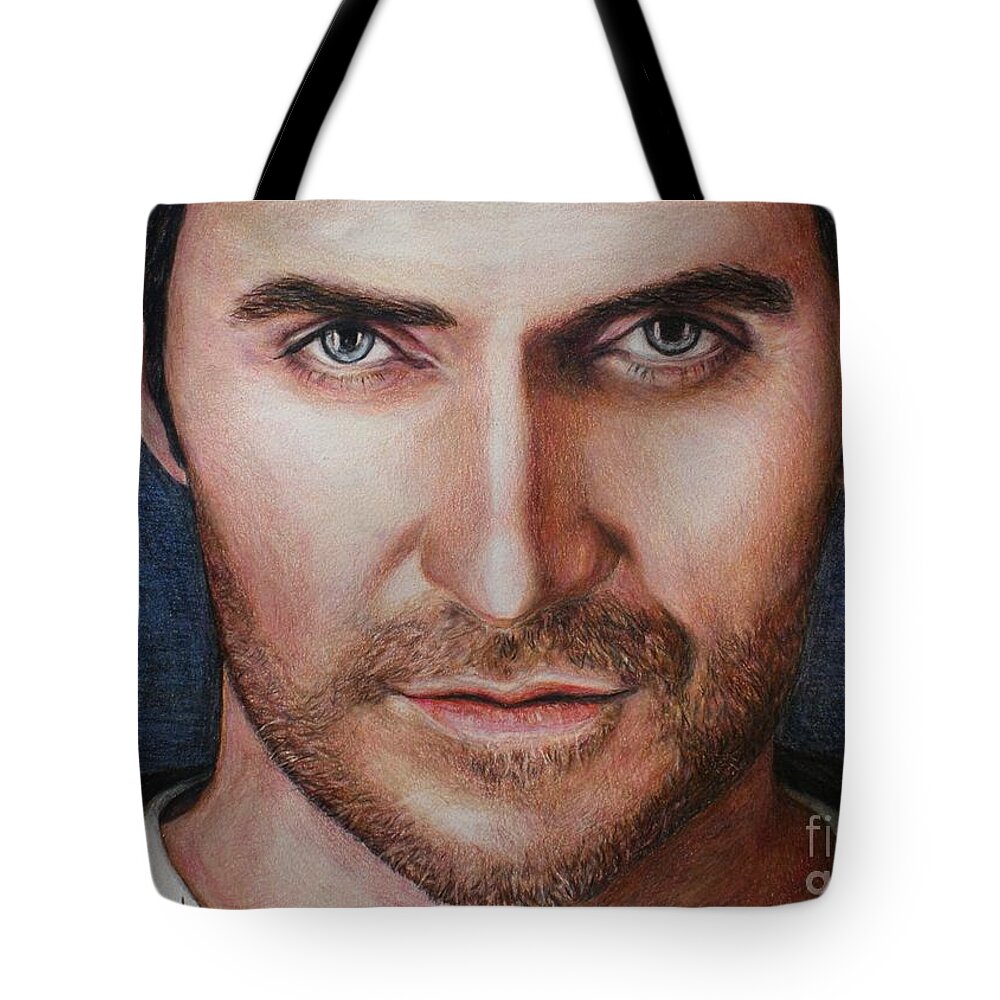 Richard Armitage Tote Bag featuring the drawing Richard Armitage by Christine Jepsen
