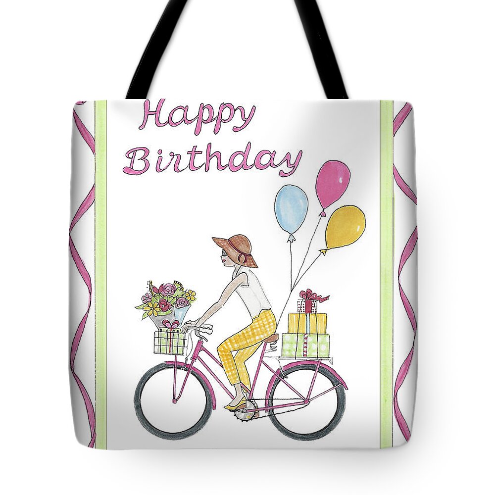 Happy Birthday Tote Bag featuring the mixed media Ride in Style - Happy Birthday by Stephanie Hessler