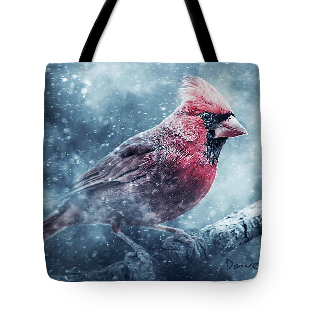Cardinal Tote Bag featuring the mixed media Riding Out The Storm by Dave Lee