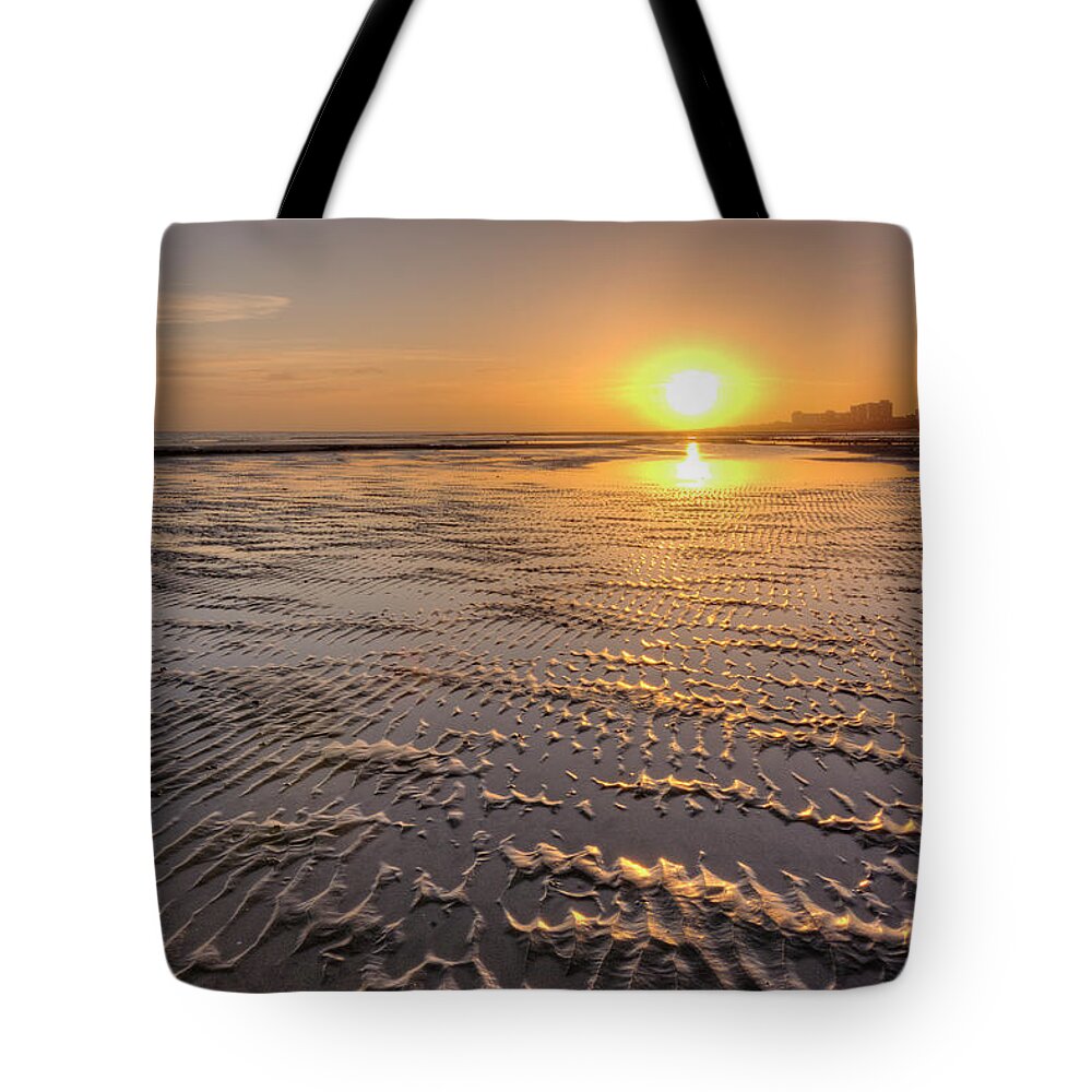Worthing Tote Bag featuring the photograph Rippled Sunset by Hazy Apple