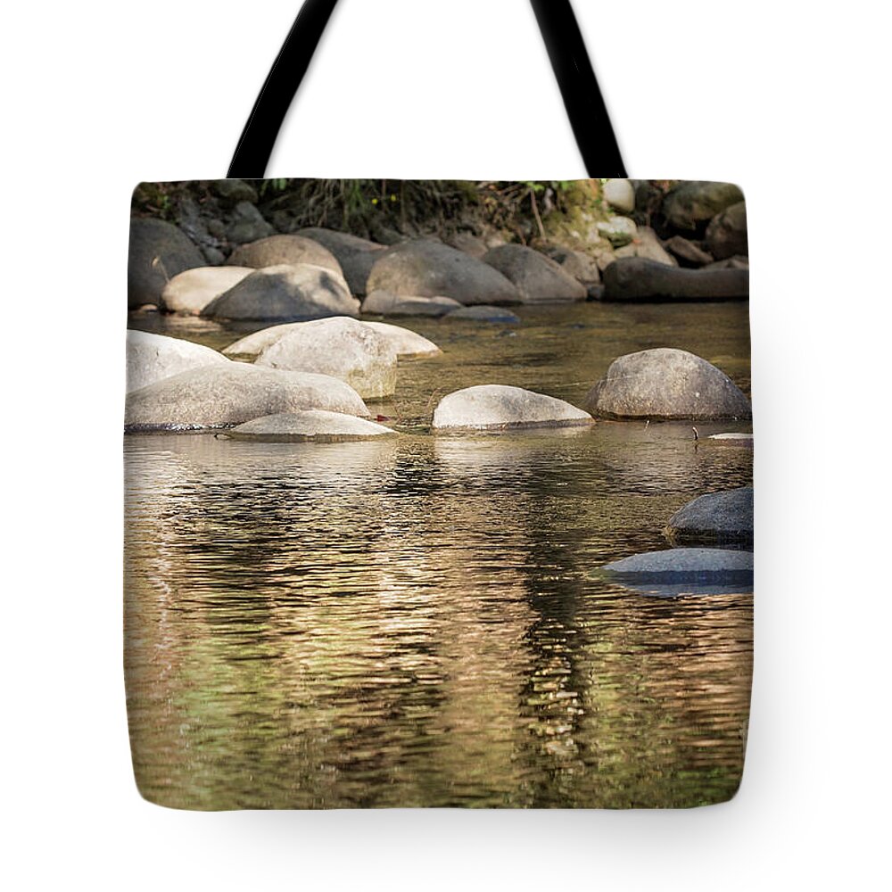 Rubicon Tote Bag featuring the photograph Ripples and Rocks by Linda Lees