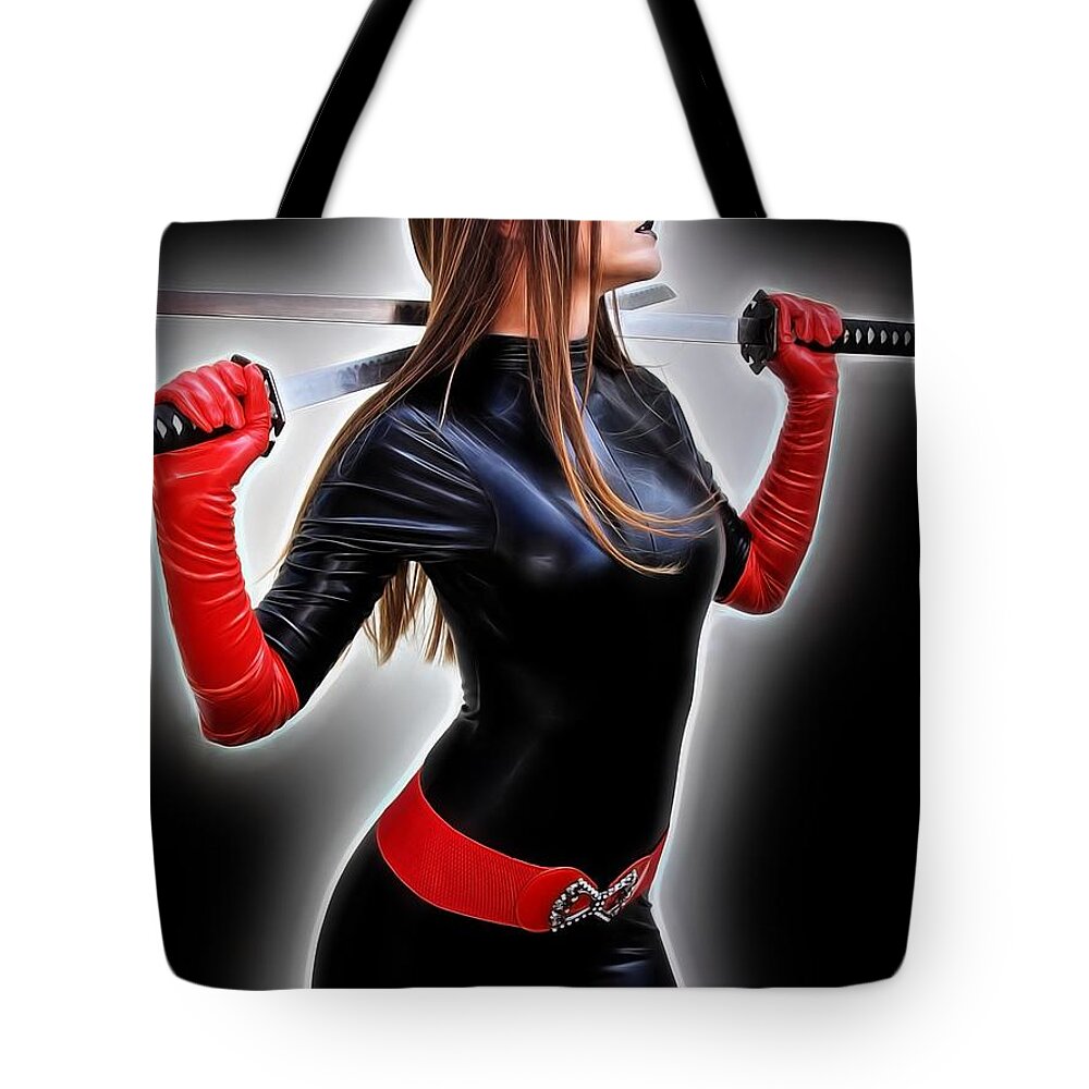 Fantasy Tote Bag featuring the painting Rise Of The Crimson Avenger by Jon Volden