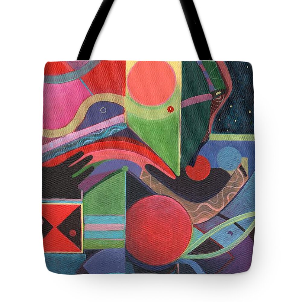 Abstract Tote Bag featuring the mixed media Rising Above And Synergy 2 by Helena Tiainen