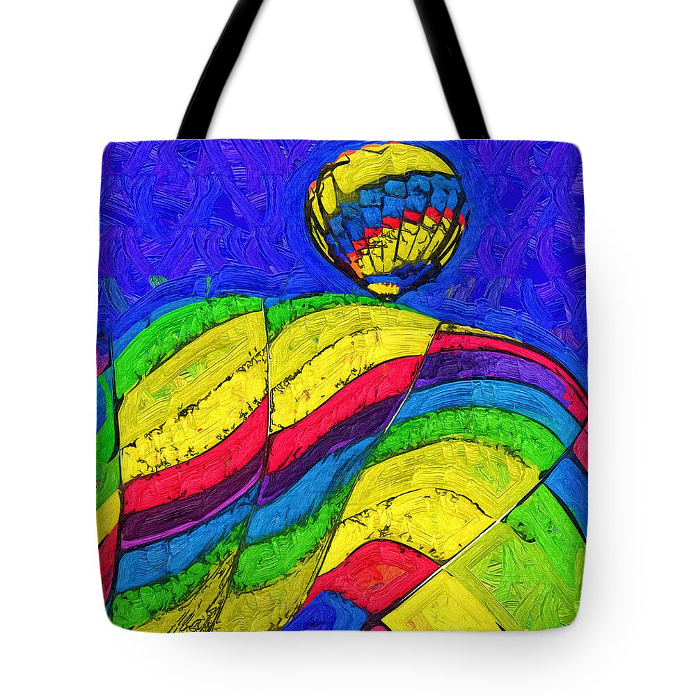 Hot-air-balloons Tote Bag featuring the digital art Rising Behind by Kirt Tisdale