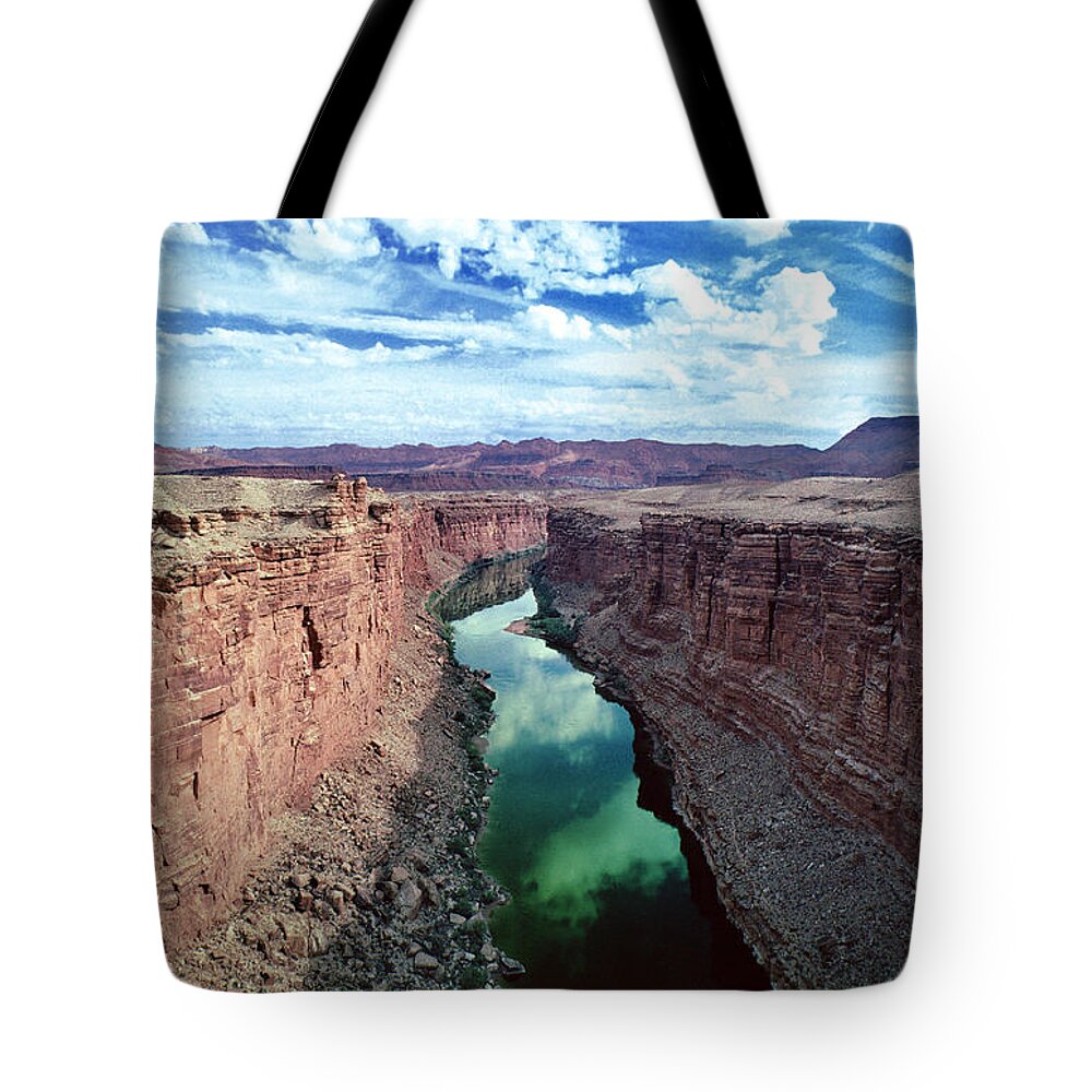 Desert Tote Bag featuring the photograph Colorado River Patiently Carving a Canyon in the Desert, Vermillion Cliffs by Wernher Krutein