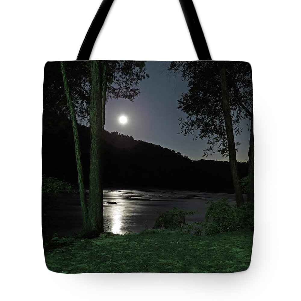 River Tote Bag featuring the digital art River In Moonlight by Kathleen Illes