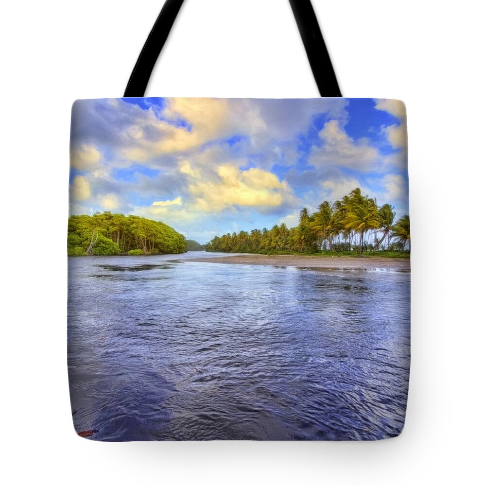 Island Tote Bag featuring the photograph River Island by Nadia Sanowar