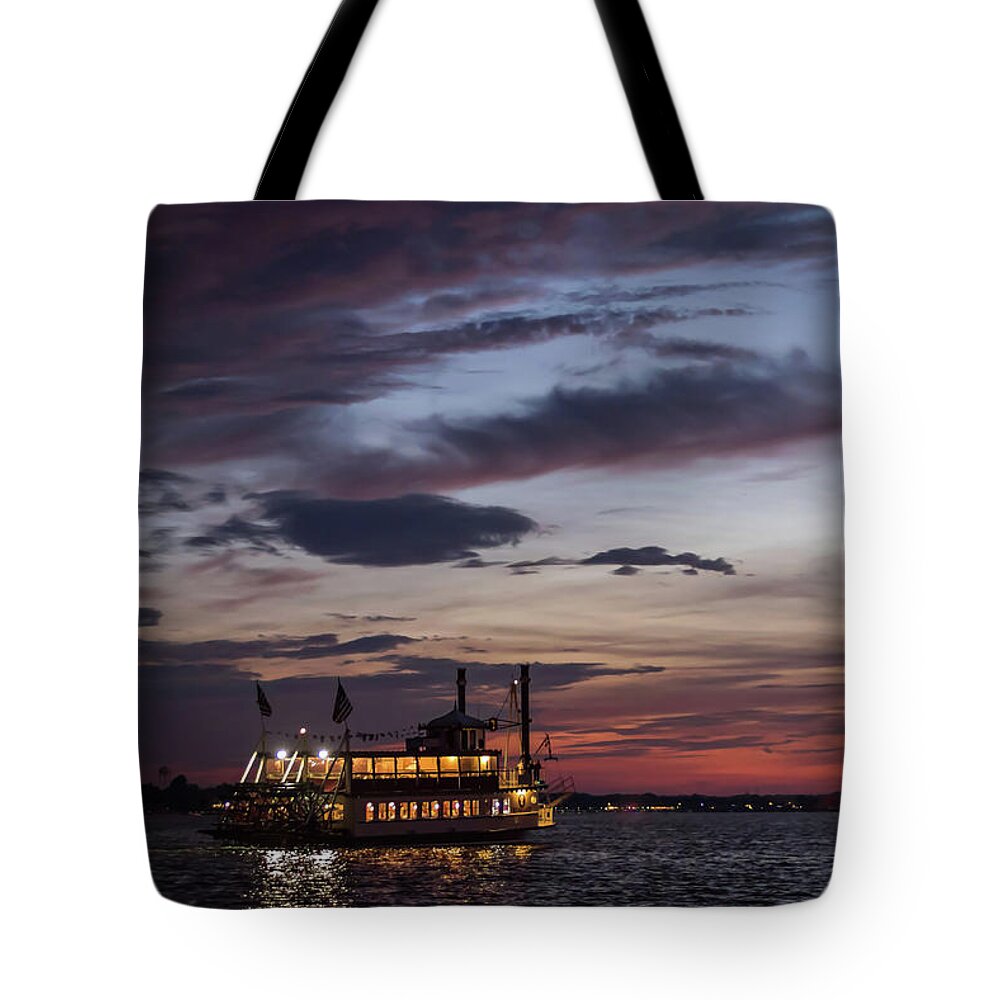 Terry D Photography Tote Bag featuring the photograph River Lady at Sunset Island Heights NJ by Terry DeLuco