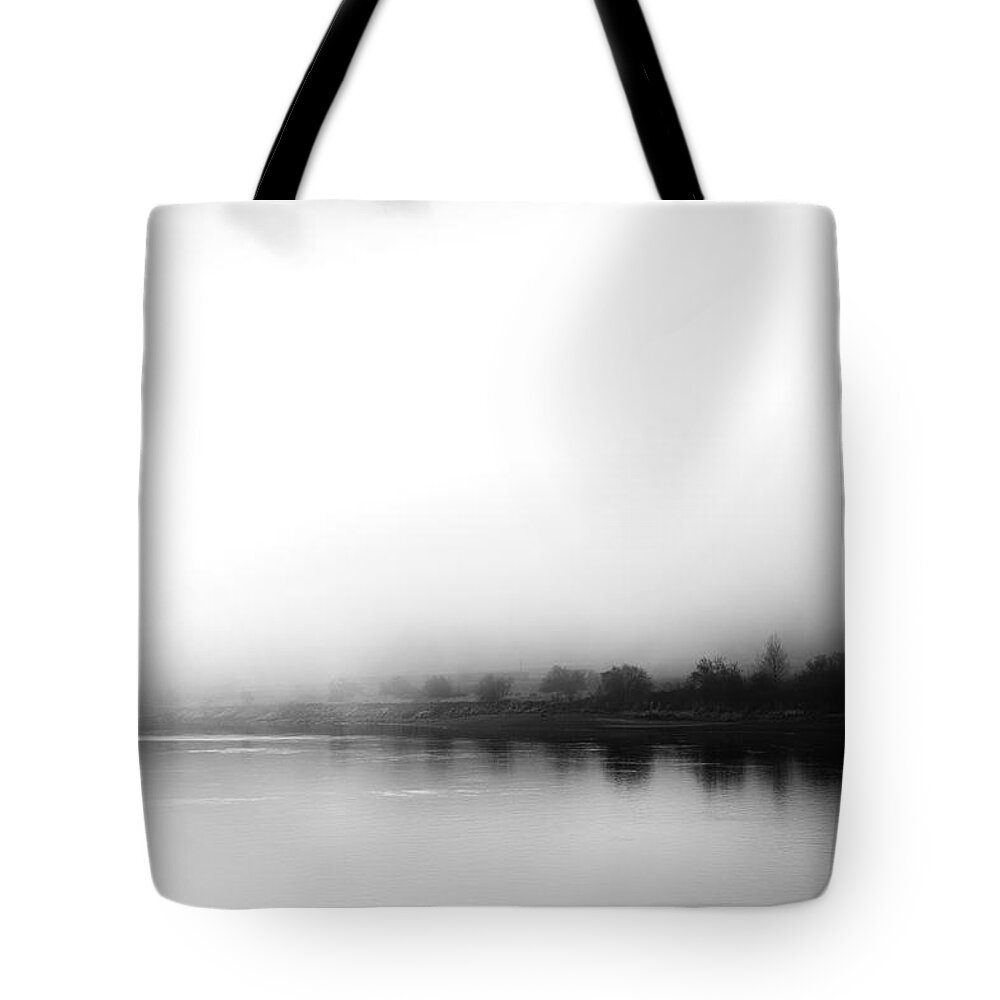 Mist Tote Bag featuring the photograph River Mist Haiku by Theresa Tahara