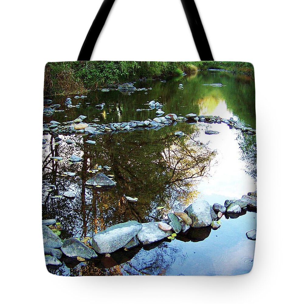 River Tote Bag featuring the photograph River Reflections by Julie Rauscher