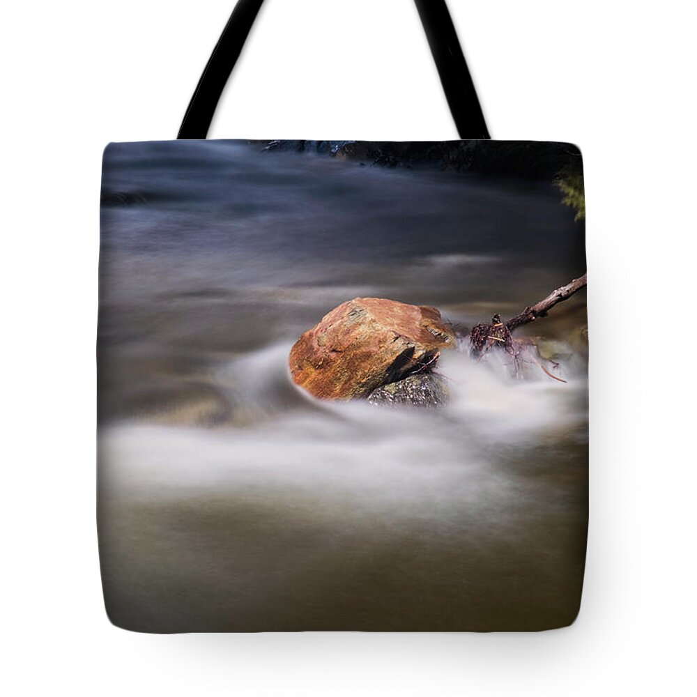 Autumn Birches Tote Bag featuring the photograph River Rock by Tom Singleton