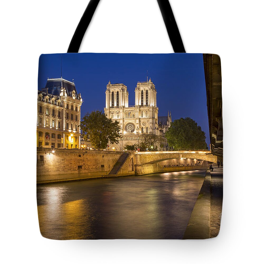 Paris Tote Bag featuring the photograph River Seine and Cathedral Notre Dame - Paris by Brian Jannsen
