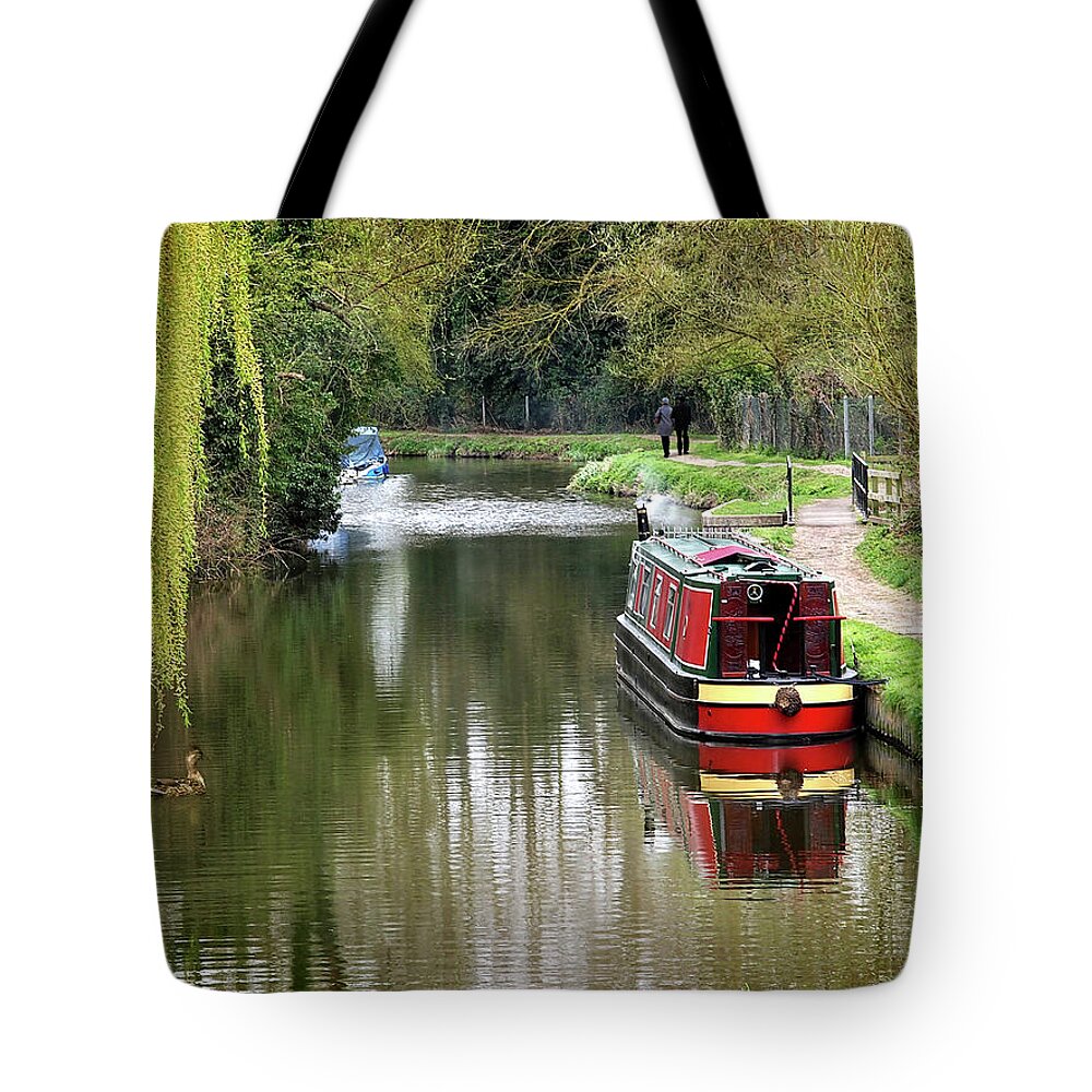 River Boat Tote Bag featuring the photograph River Stort In April by Gill Billington