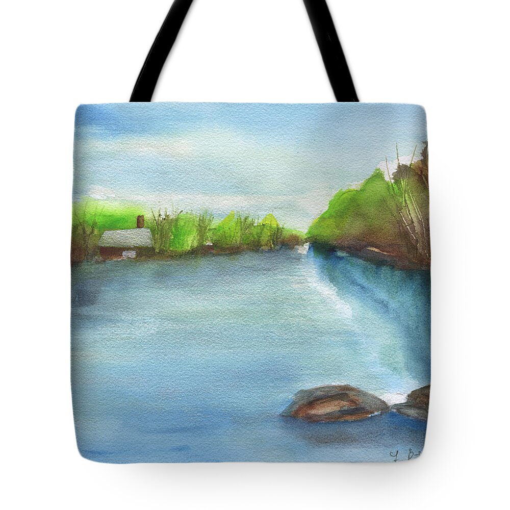 River Tote Bag featuring the painting River Wide by Frank Bright