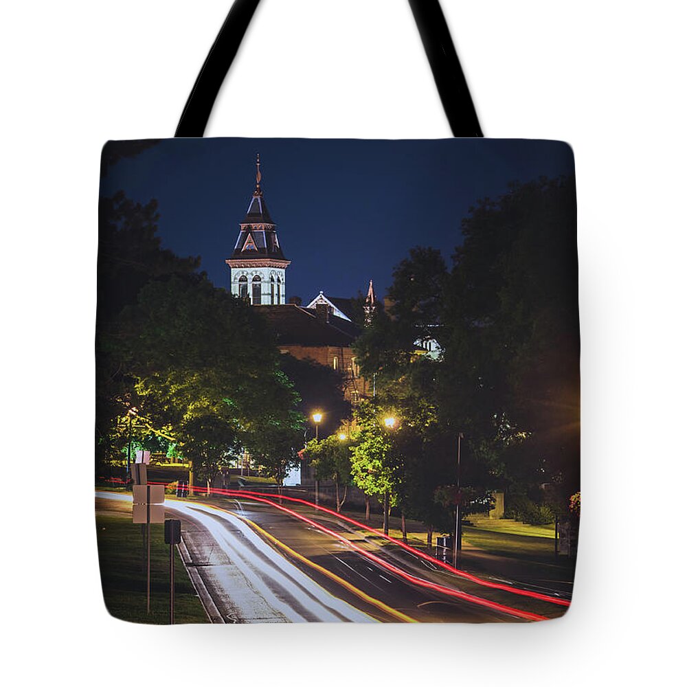 Stratford Tote Bag featuring the photograph Riverside Drive at night in Stratford by Jay Smith