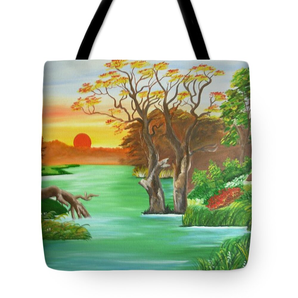 Riverside Scenery Tote Bag by Riya Rathore - Fine Art America