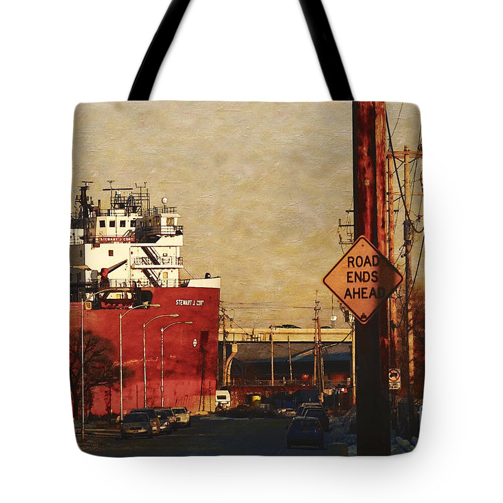 Milwaukee Tote Bag featuring the digital art Road Ends Ahead by David Blank