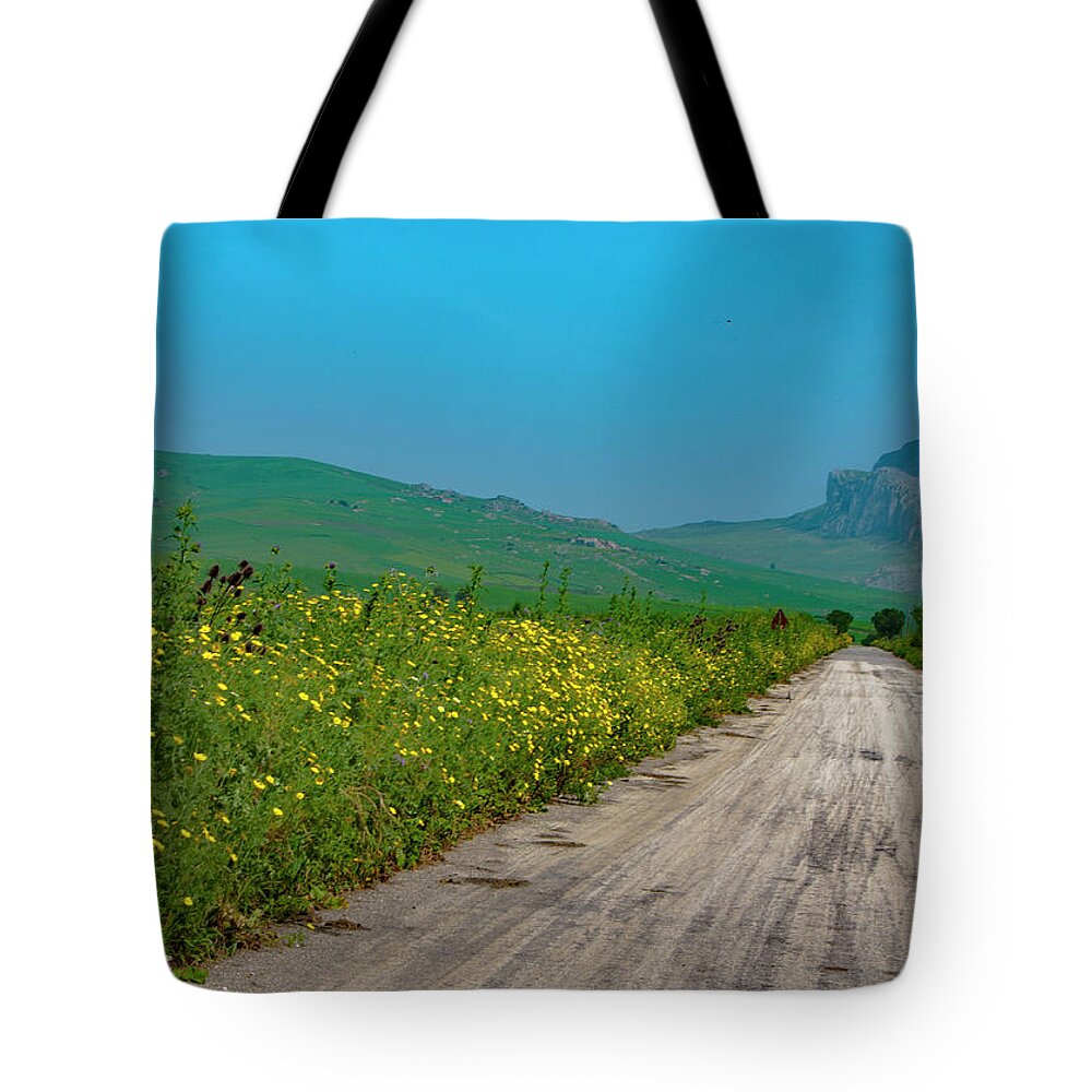 Landscape Tote Bag featuring the photograph Road to Corleone by Edward Shmunes