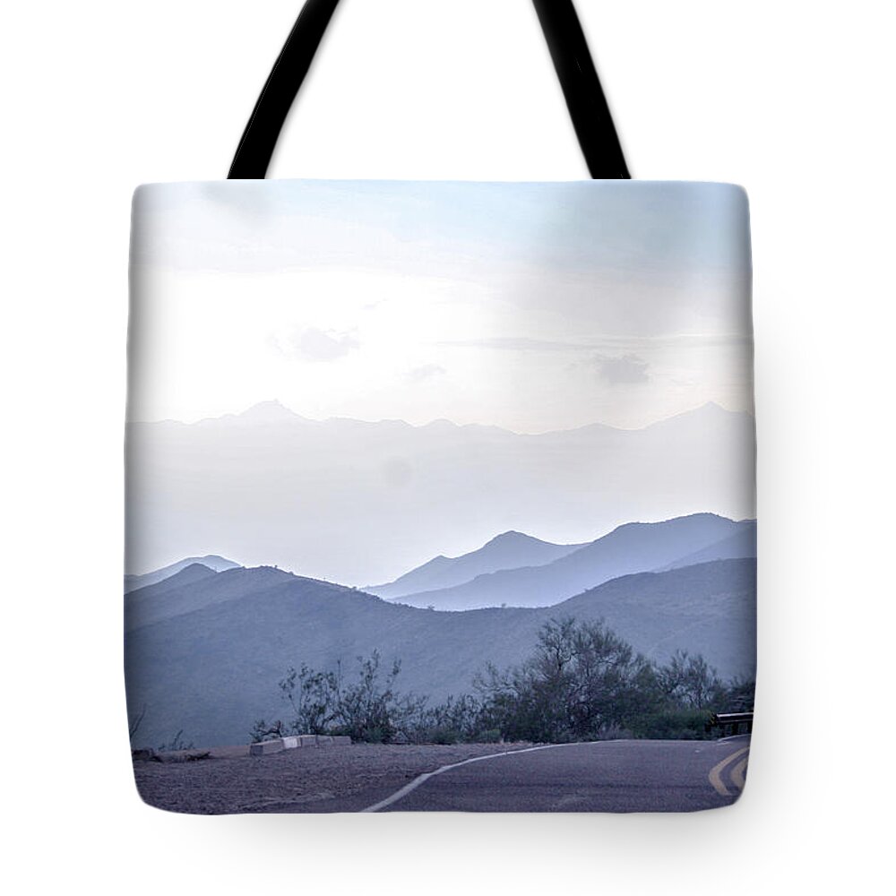 Mountain Tote Bag featuring the digital art Road to Nowhere by Darrell Foster