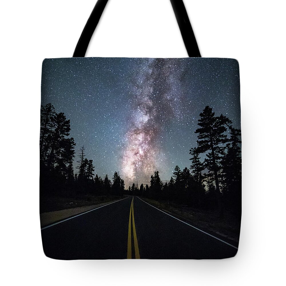 Milky Way Tote Bag featuring the photograph Road to the Stars by Judi Kubes