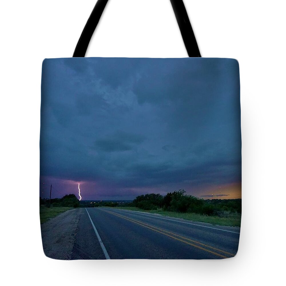 Tornado Tote Bag featuring the photograph Road To The Storm by Ed Sweeney