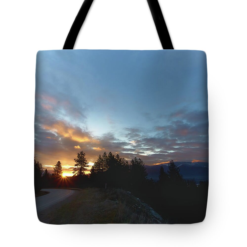 Sunrise Tote Bag featuring the photograph Road Trip by Loni Collins