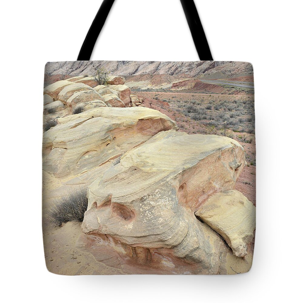 San Rafael Swell Tote Bag featuring the photograph Roadside Sandstone along I-70 near San Rafael Swell by Ray Mathis