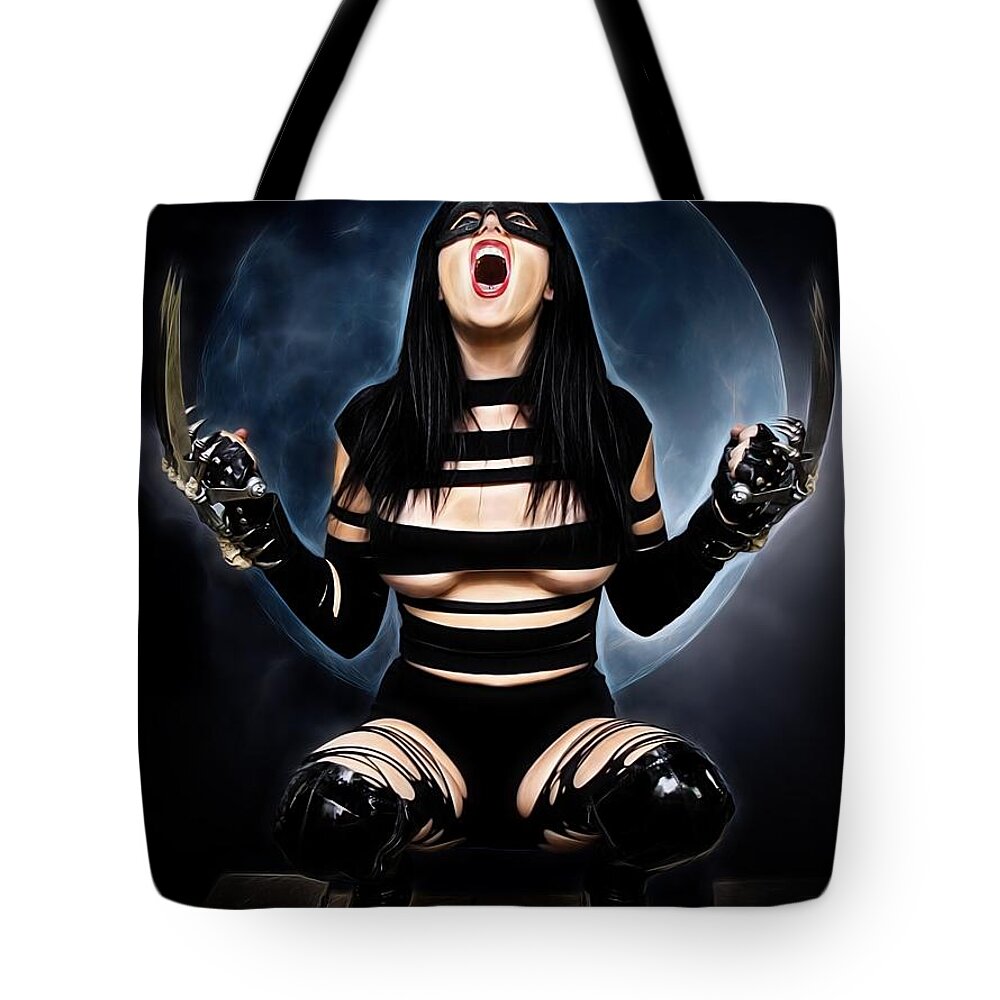 Fantasy Tote Bag featuring the painting Wildcat Unleashed by Jon Volden